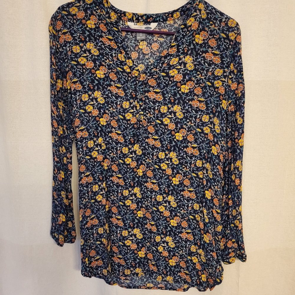 Old Navy Floral Blouse - Navy and Yellow
